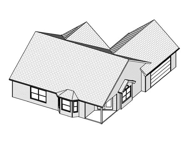 Traditional Rear Elevation of Plan 70199