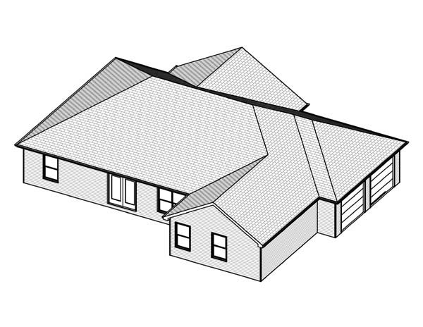 Traditional Rear Elevation of Plan 70302