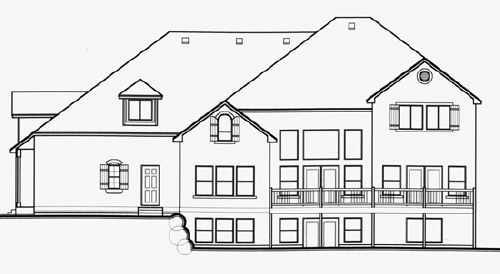 Traditional Rear Elevation of Plan 70407
