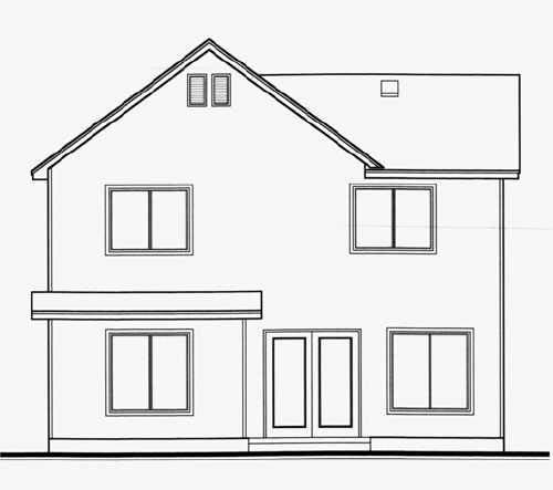 Traditional Rear Elevation of Plan 70414