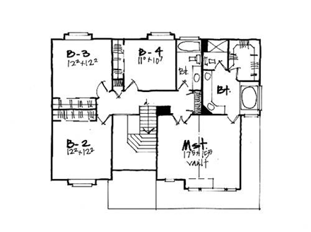 House Plan 70421 Second Level Plan