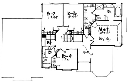 House Plan 70434 Second Level Plan