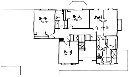House Plan 70441 Second Level Plan