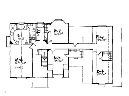 House Plan 70445 Second Level Plan