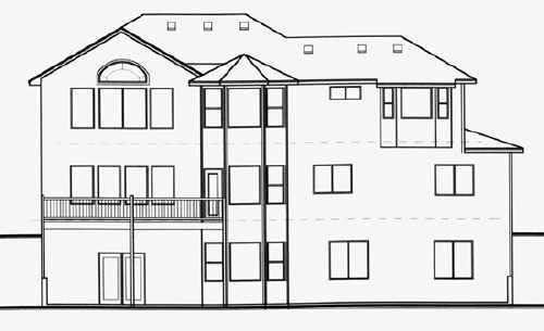 Traditional Rear Elevation of Plan 70446
