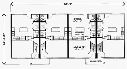 Multi-Family Plan 70453 First Level Plan