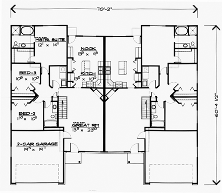 Multi-Family Plan 70461 First Level Plan