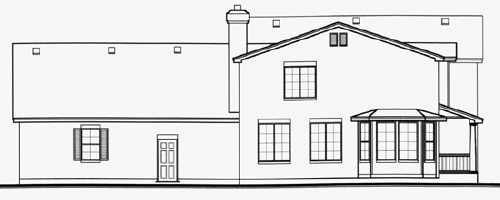 Country Rear Elevation of Plan 70474