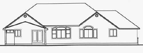 Traditional Rear Elevation of Plan 70481