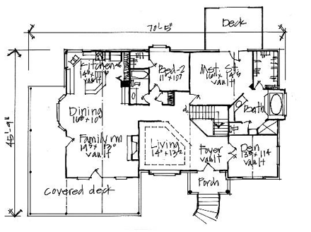 House Plan 70482 First Level Plan