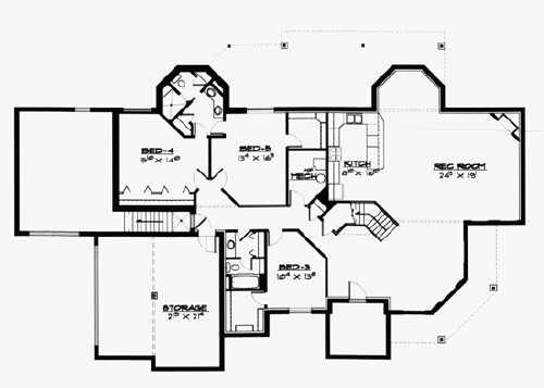 Contemporary Lower Level of Plan 70492