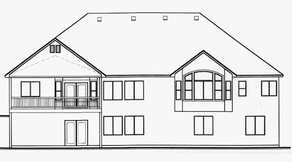 Traditional Rear Elevation of Plan 70502