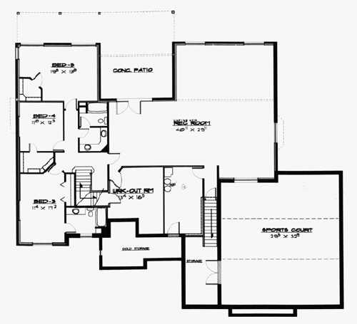 Traditional Lower Level of Plan 70516