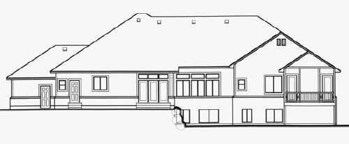 Traditional Rear Elevation of Plan 70518