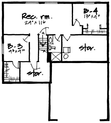 Traditional Lower Level of Plan 70525