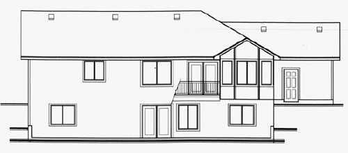 Traditional Rear Elevation of Plan 70531