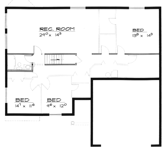 Traditional Lower Level of Plan 70537