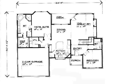 House Plan 70554 First Level Plan
