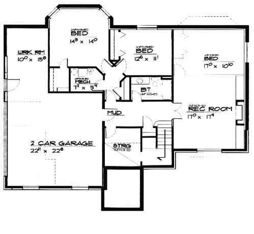 Traditional Lower Level of Plan 70558