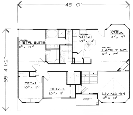 House Plan 70578 Level One