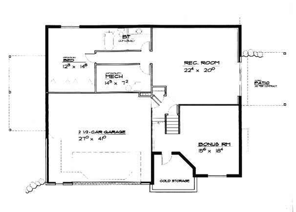 Traditional Lower Level of Plan 70583