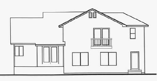 Traditional Rear Elevation of Plan 70584