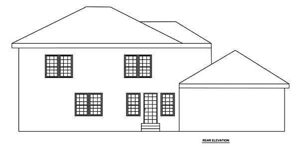 Traditional Rear Elevation of Plan 70933