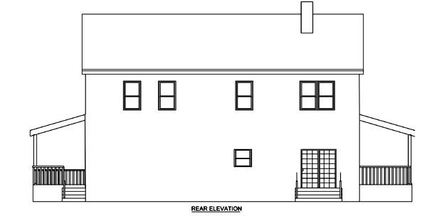 Country Rear Elevation of Plan 70934