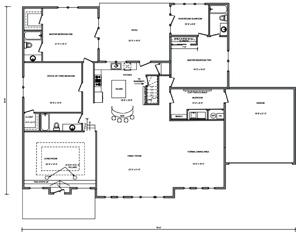 Plan 70944 | Contemporary Style with 3 Bed, 3 Bath, 2 Car Garage