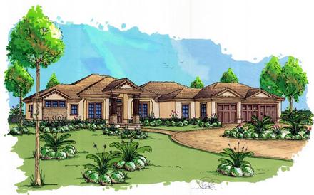 Coastal Contemporary Florida Mediterranean Elevation of Plan 71500