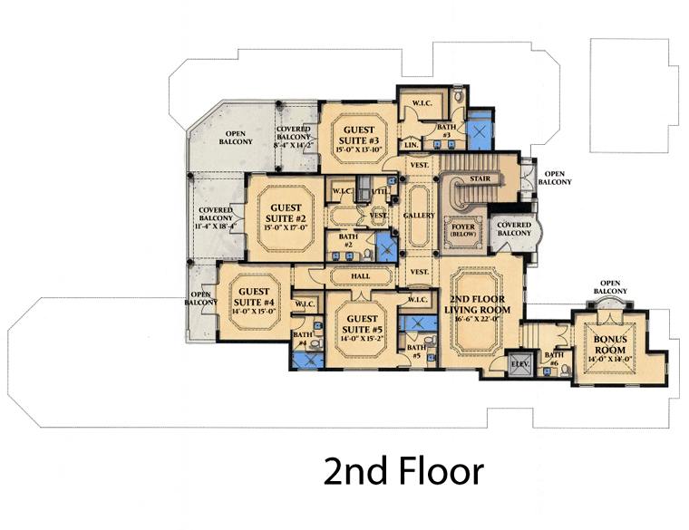 Coastal Contemporary Florida Mediterranean Level Two of Plan 71503