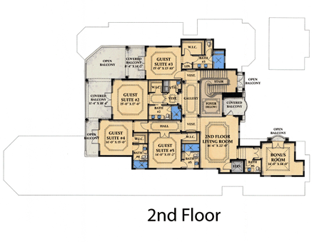 House Plan 71503 Second Level Plan