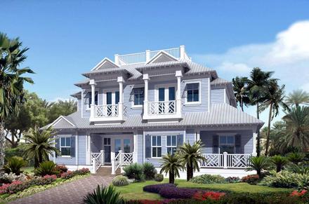 Coastal Contemporary Florida Mediterranean Elevation of Plan 71506