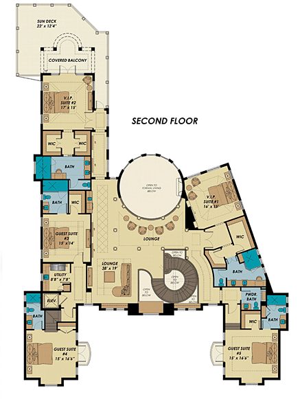 House Plan 71528 Second Level Plan