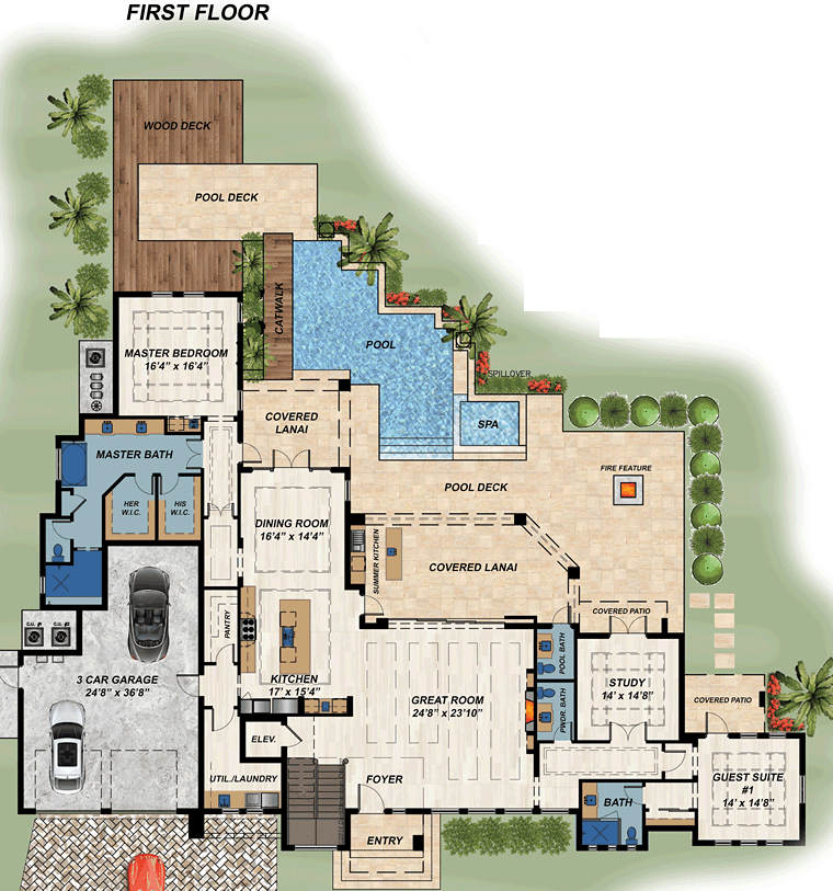 Contemporary Modern Level One of Plan 71535