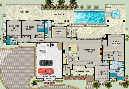 House Plan 71544 First Level Plan