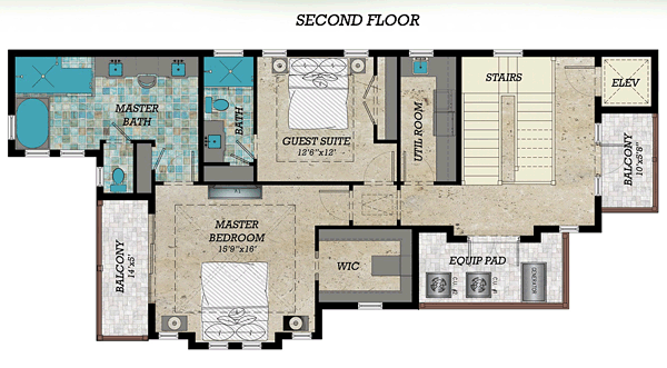 Coastal Contemporary Florida Level Two of Plan 71546