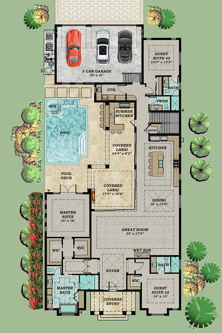 Coastal Colonial Florida Level One of Plan 71550