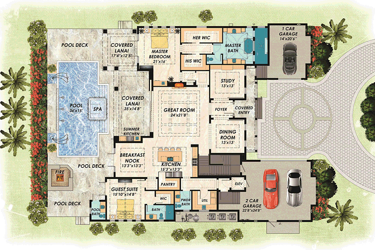 Coastal Contemporary Level One of Plan 71551