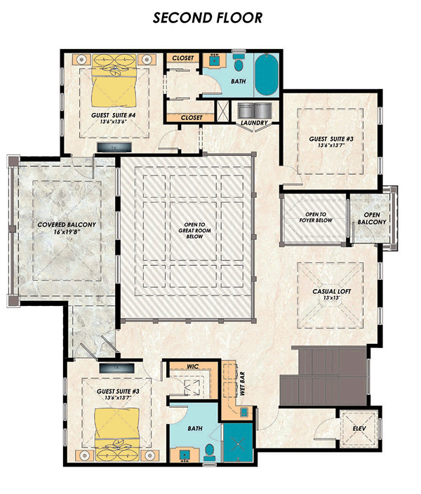 Coastal Contemporary Level Two of Plan 71551