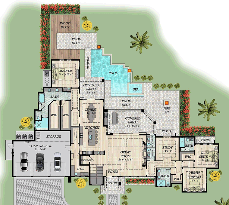 Contemporary Modern Level One of Plan 71554