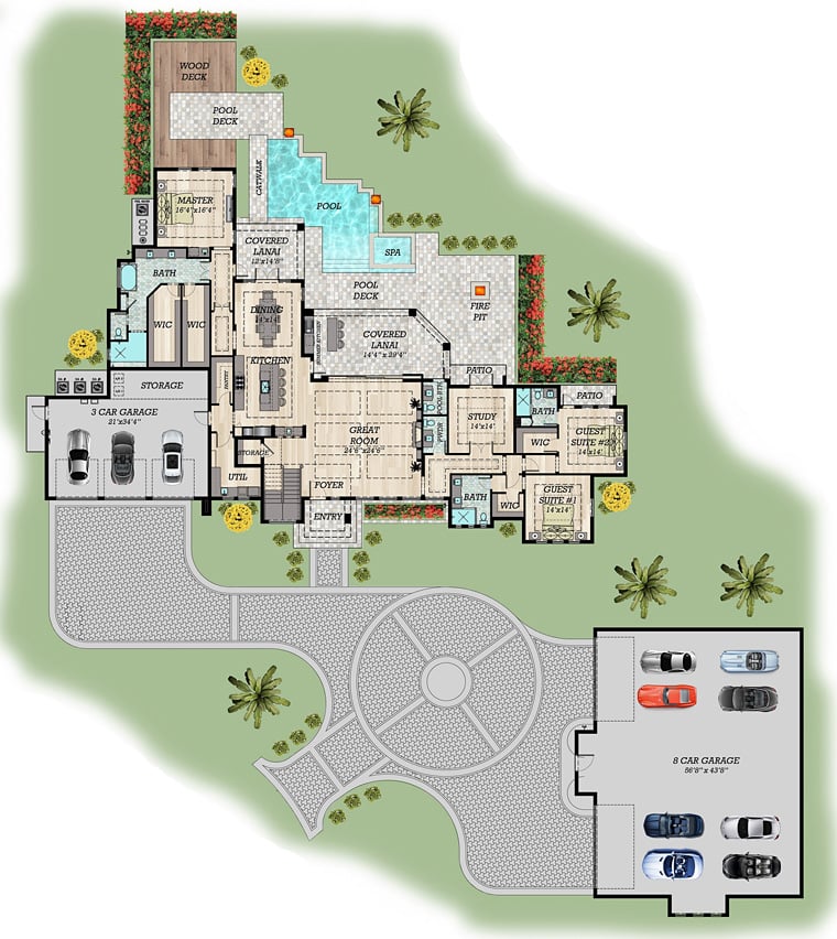 Contemporary, Modern Plan with 6157 Sq. Ft., 6 Bedrooms, 7 Bathrooms, 3 Car Garage Picture 6