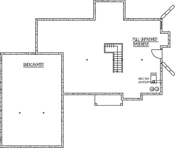Cottage Farmhouse Lower Level of Plan 71900