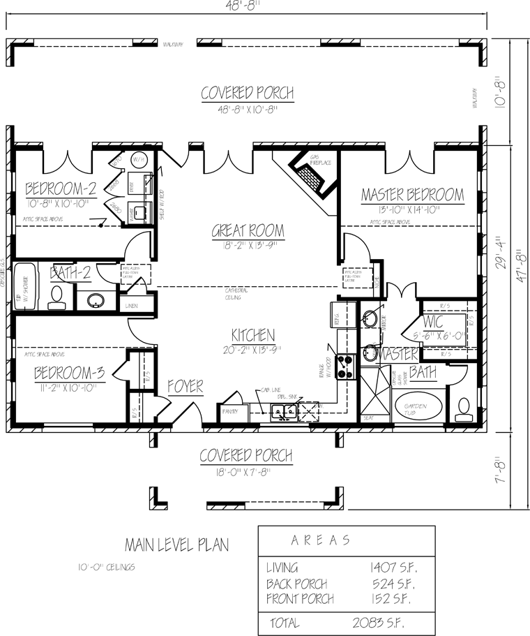 Cottage Country European Ranch Level One of Plan 71915