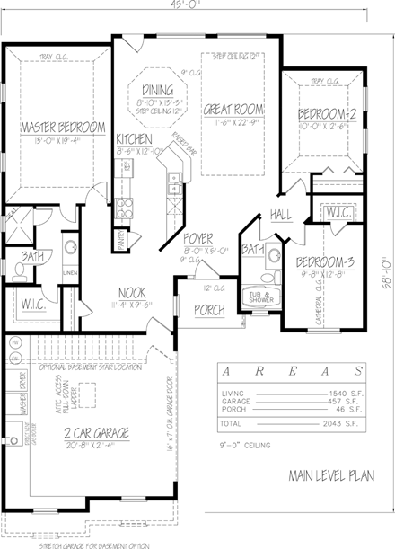 House Plan 71919 First Level Plan