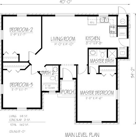 House Plan 71921 First Level Plan