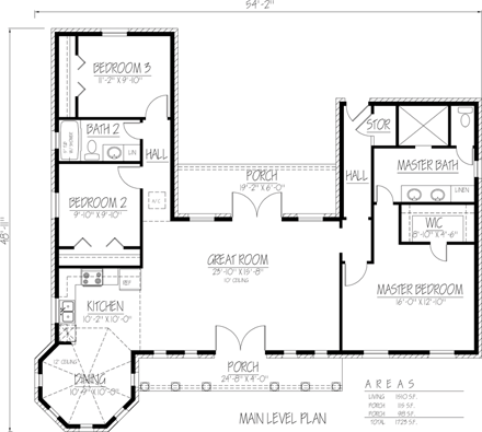 House Plan 71924 First Level Plan