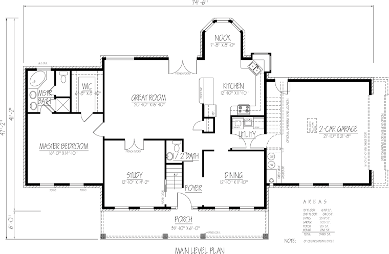 Cape Cod Country Traditional Level One of Plan 71925