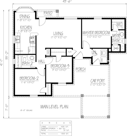 House Plan 71929 First Level Plan