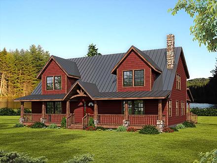 Cabin Cottage Country Craftsman Elevation of Plan 71940